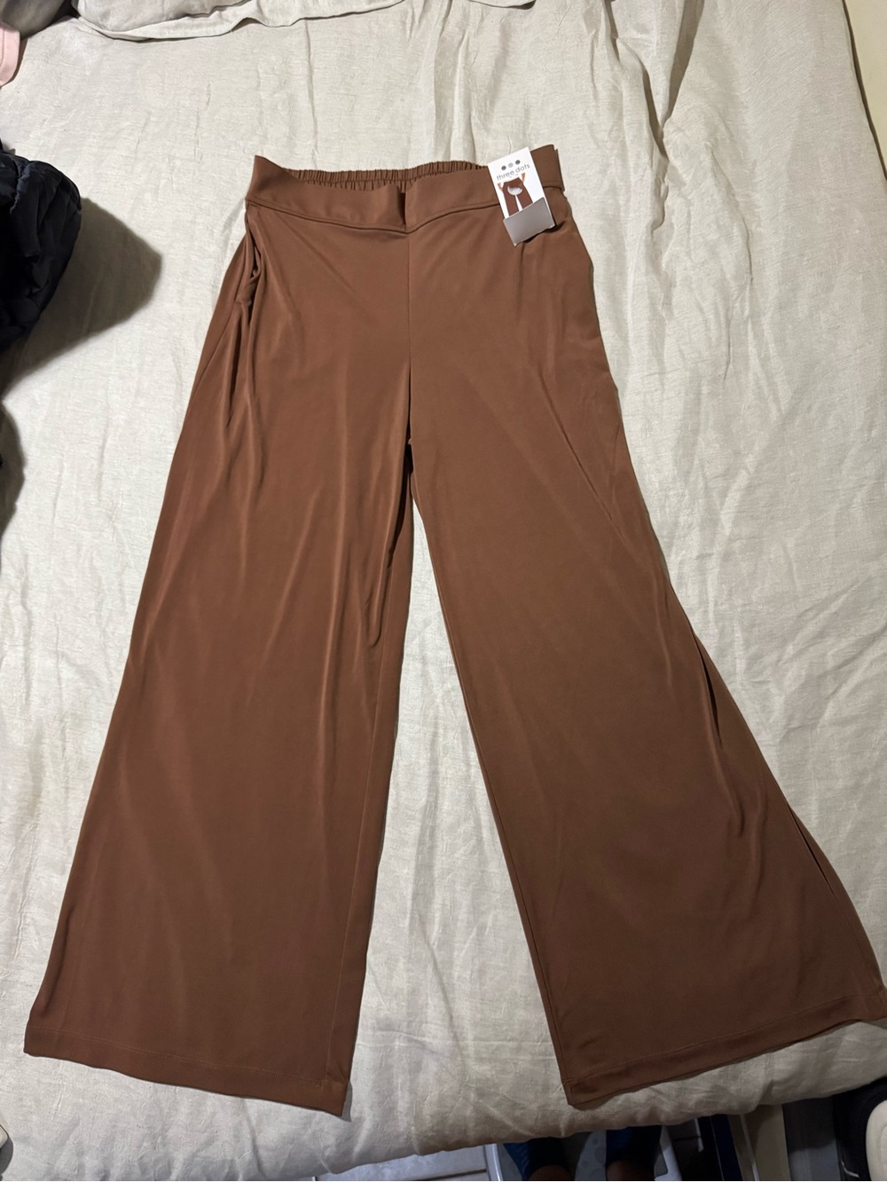 Three Dots Brown Wide Leg Pull-On Pants Size M Nwt